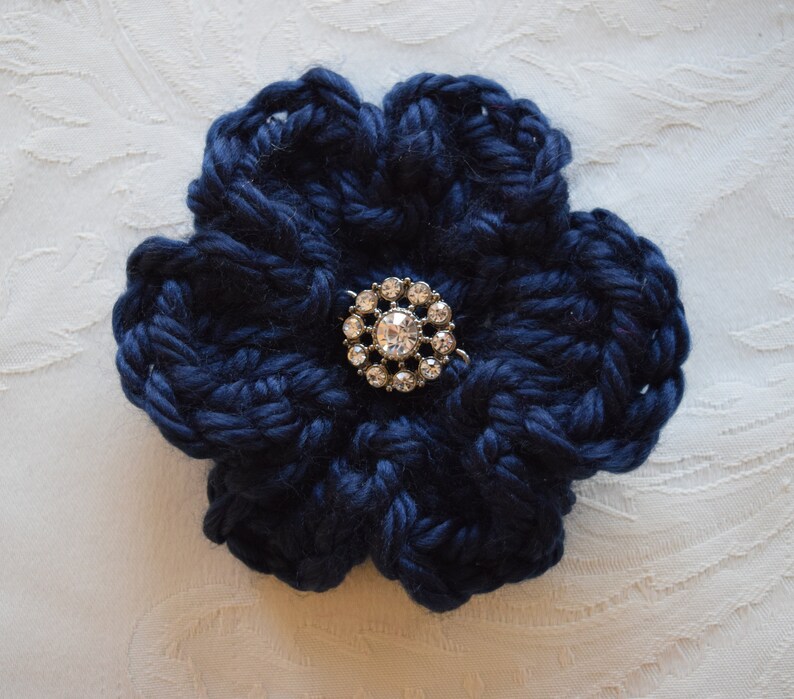 Large Royal Blue Crocheted Flower