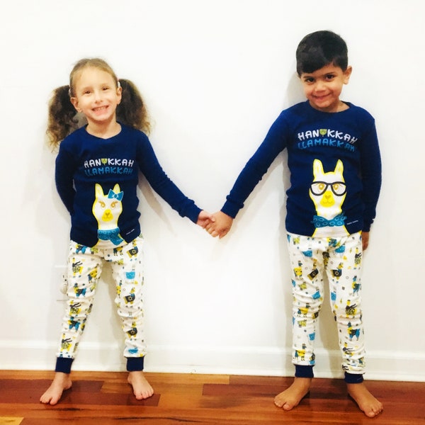 Hanukkah Pajamas// LLamukkah// Chanukah Pajamas// Kids Soft Eight Crazy Nights Pajamas, Bubbe Gift// Hanukkah Gift Shirt Leggings Pants//