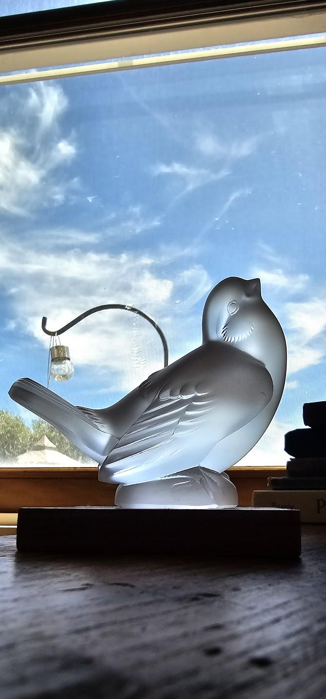 Vintage Lalique France Frosted Crystal Sparrow