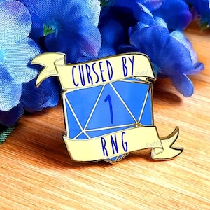 Dungeons and Dragons Hard Enamel Pin DnD D20 Sassy Dice - Cursed by RNG