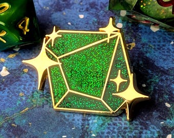 D10 Dungeons and Dragons Hard Enamel Pin DnD Pathfinder TTRPG
