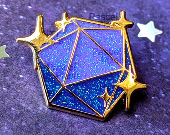 D20 Dungeons and Dragons Hard Enamel Pin DnD Pathfinder TTRPG