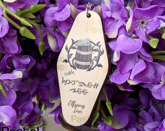 BG3 Elfsong Room Key Keychain Wooden Charm Baldur's Gate 3