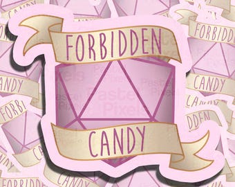 Forbidden Candy Vinyl Sticker Dungeons and Dragons DnD D20 Sassy Dice