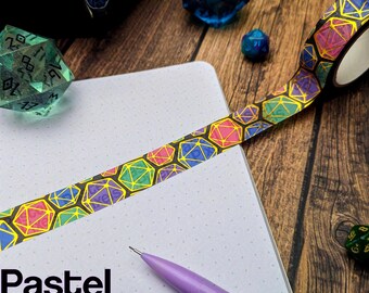 Dungeons and Dragons Gold Foil Washi Tape Lots of D20 DnD Dice