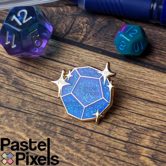 D12 Glitter Enamel Pin, DnD TTRPG