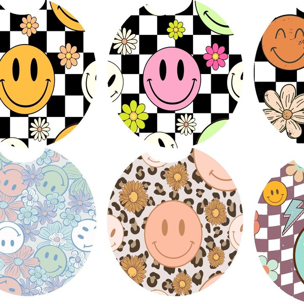 Car Coasters in Various Smiley Face Applications Digital PNG File for Cricut, Sublimation and Silhouette