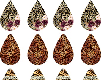 Animal Print Teardrop Earring Sublimation Transfers: Ready to Press, 5 Pair