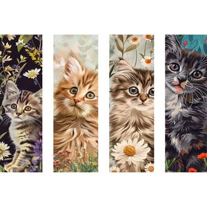 8 lindos marcadores de gatitos para imprimir / marcadores extravagantes / hojas de transferencia por sublimación listas para imprimir / lindos marcadores de gatitos
