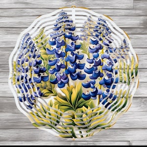 Texas Bluebonnet Windspiel: Doppelseitig 8 &quot;Sublimationsdesign