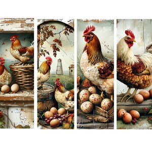 8 lindos marcadores de pollos para imprimir / marcadores extravagantes / hojas de transferencia de sublimación listas para presionar / lindos marcadores de pollos