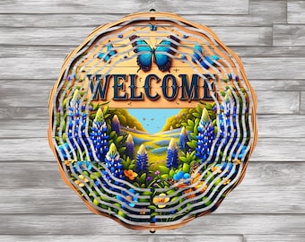 Texas Bluebonnet Wind Spinner: Double Sided 8" Sublimation Design