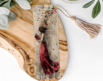 Whimsical Butterfly Girl Metal Bookmark | Artistic Floral Reader Gift (2x6 inches)