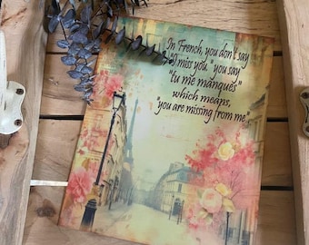 Tu Me Manques Metal Sign: French Missing You Art (8x10)