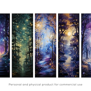 Marcadores imprimíveis Starry Night | Marcadores Trees of Moonlight | Marcadores infantis | Transferência por sublimação pronta para impressão