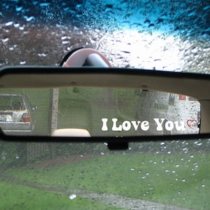 Ik hou van je met een hart | Spiegelsticker | Sticker | Sticker achteruitkijkspiegel | Positief denken | Auto-accessoires | Zijn of haar cadeau-idee