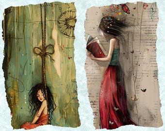 Whimsical Butterfly Girl Junk Journal Kit: Printable Scrapbook (PDF)