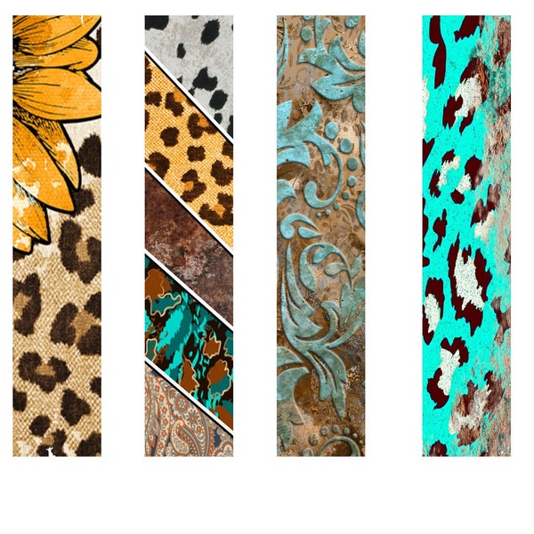 Bookmarks in Multiple Western and Animal Print Colors for Sublimation Printing PNG/Cricut/Silouette