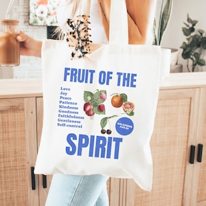 Frucht des Geistes Christian Einkaufstasche, Kirchentasche, Trendy Christian Merch, Bibel-Einkaufstasche, Boho Christian Tasche, Bibel Vers Schrift