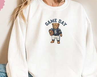 Game Day Football Sweatshirt, Fantasy Football Season, Women&#39;s Cute Game Day Shirt, Vintage Teddy Bear Shirt, 90s Aesthetic Graphic Crewneck