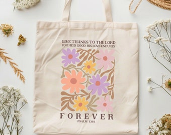 Bolsa de mano cristiana con texto "Da gracias al Señor", artículos cristianos de moda, bolsa de mano con la Biblia, bolsa de iglesia bohemia, versículo bíblico, bolsa cristiana
