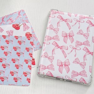 Coquette Bows and Cherries Kindle Inserts, Cardstock Kindle Decal, Kindle Accessory, Bookish Merch, Cute Gift for Book Lover, Tablet Insert