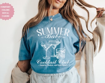 Summer Babe Cocktail Club Shirt, Cocktail Lover Gift, Bachelorette Party Shirt, Signature Cocktail Social Club Shirt, Preppy Gift for Her