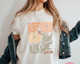 Boho Flower Shirt, Wildflower Shirt, Flower Print Shirt, Boho Wildflowers Tshirt, Art Nouveau Art Deco Shirt, Flowers Lover Graphic T-shirt