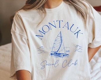 Montauk Social Club Shirt, Old Money Aesthetic, Ocean Inspired Style, Preppy Stuff, Coastal Vibes Shirt, Long Island Shirt, Sailing Shirt