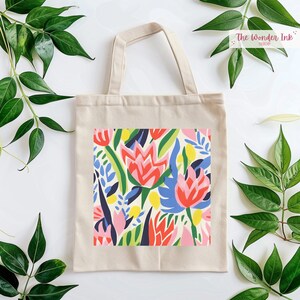 Wildflower Tote Bag, Abstract Floral Tote, Mothers Day Gift, Trendy Flower Shoulder Bag,Women Gift Bag,Shopping Tote Bag,Vintage Flower Bag