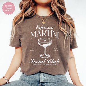 Chemise Martini Social Club expresso, cadeau pour amateur de Martini expresso, chemise Martini EVJF, chemise Tini Time, cadeau BCBG pour elle