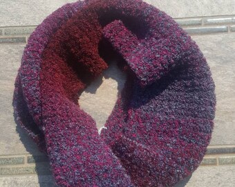 Womens Purple, Maroon, Gray Chunky Knit Crochet Infinity scarf