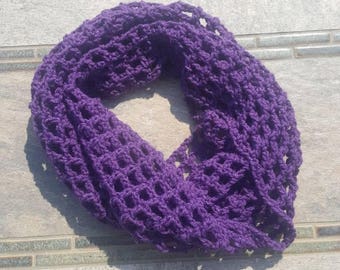 Womens Purple Cowl Infinity scarf and beanie set