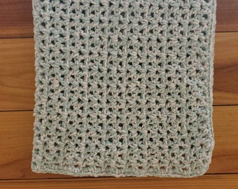 Teal crochet baby blanket