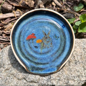 Whimsical Rabbit Ceramic Spoon Rest - Hand Made Pottery