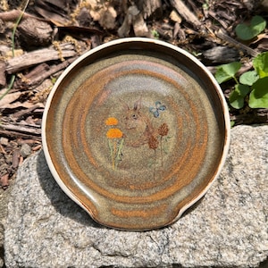 Whimsical Rabbit Ceramic Spoon Rest - Hand Made Pottery