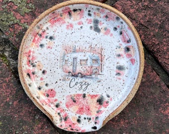 Cozy Camper Ceramic Spoon Rest - Hand Made Pottery