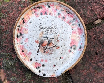 Snuggle Weather Birds Ceramic Spoon Rest - Hand Made Pottery