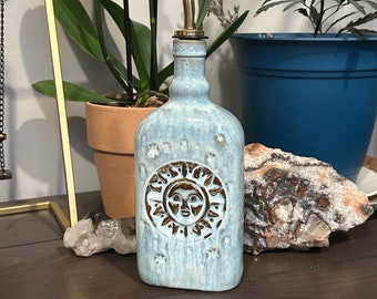 Celestial Ceramic Oil Decanter Bottle 22k Gold - Hand Made