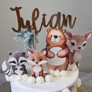 Woodland forest friends cake toppers