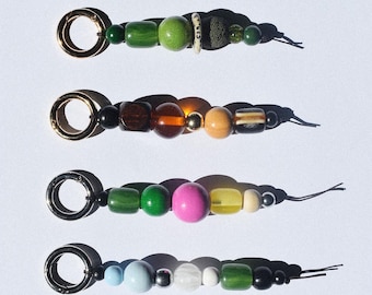 Handmade Beaded Bag and Key Charms – Ceramic & Gemstone Treasures / Handmade bag charms with wooden and ceramic beads | VRNQ