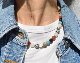 Spring necklace with multicolor gemstone | VRNQ