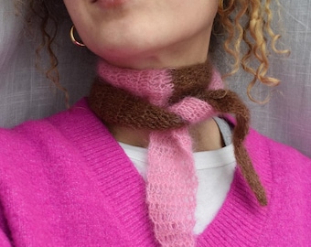 Hand-crocheted colorful mini scarf - Sophie Scarf made from high-quality mohair and silk yarn | VRNQ