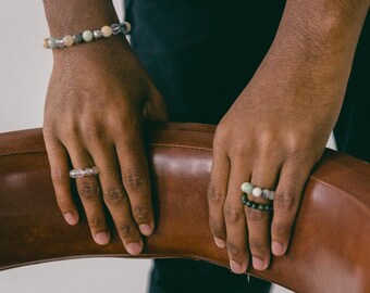 Elastic ring made of gemstones, bold ~ Unisex | VRNQ