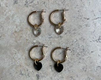Heart of Gold earrings with swarovski heart pendants ~ VRNQ