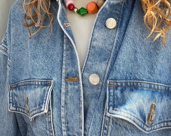 Handmade necklace with colorful wooden beads - Handmade necklace with colorful wooden beads| VRNQ