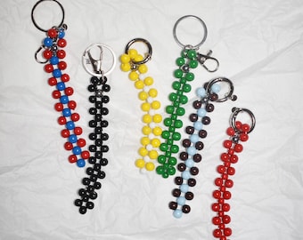 Wooden Bead Keychain – Handmade Bag Charm with Stainless Steel Ring / Handmade Bag/Keychain made of wooden beads | VRNQ