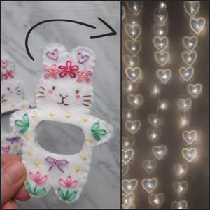 de diffraction de coeur de lapin de Zazzle.be Liste d'envies Vous avez des idées ? Transformez des points lumineux en coeurs multicolores ! | Lentille de diffraction cardiaque