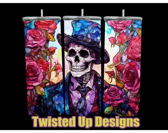 Halloween Skull Tumbler Design,Tuxedo Man Skull floral Sizeable Superior quality SVG, JPG, PNG,20oz Tumbler Design Sublimation