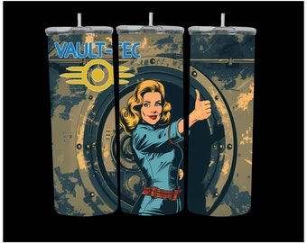 Tec Vault Girl, perfect for tumblers, shirts and more, Digital Art Vibrant super high quality,